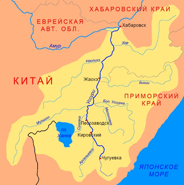 Схема бассейна реки Уссури