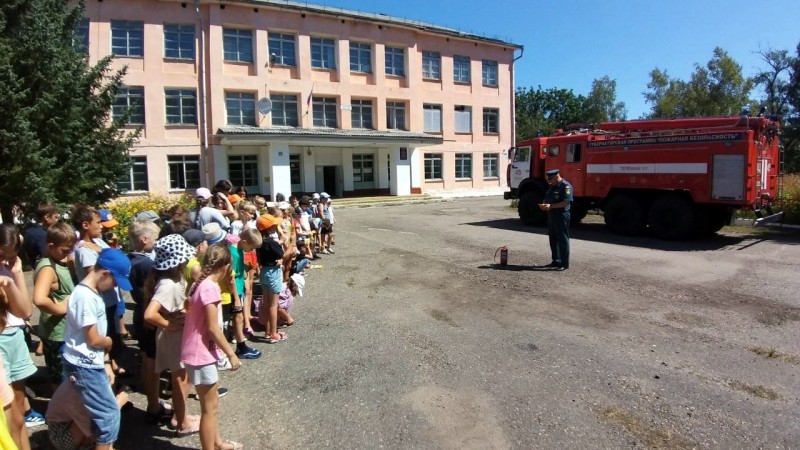 Сотрудники пожарного надзора в рамках детской оздоровительной кампании провели профилактический визит в летнем лагере школы №2